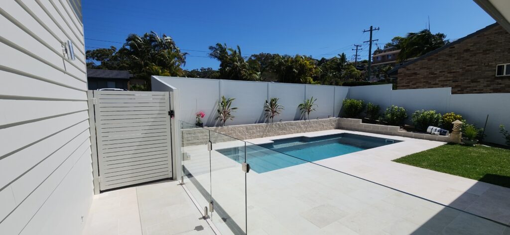 Custom-ModularWall-Aluminium-slat-gate-Glass-Pool-fence-Korora New fence style